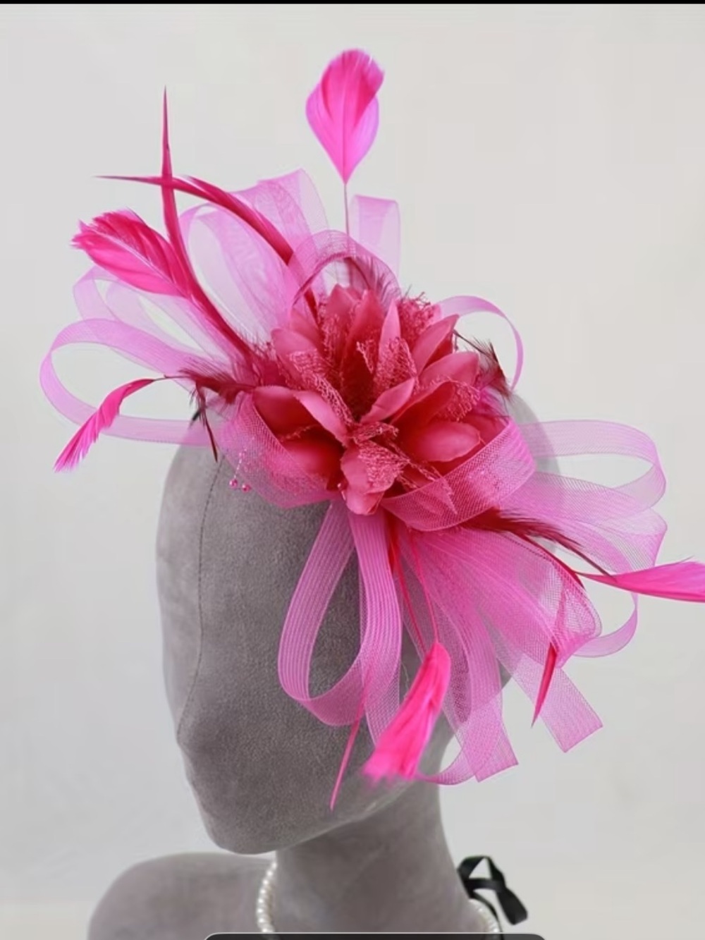 Women's Rose Pink Floral Fascinator Headpiece with headband